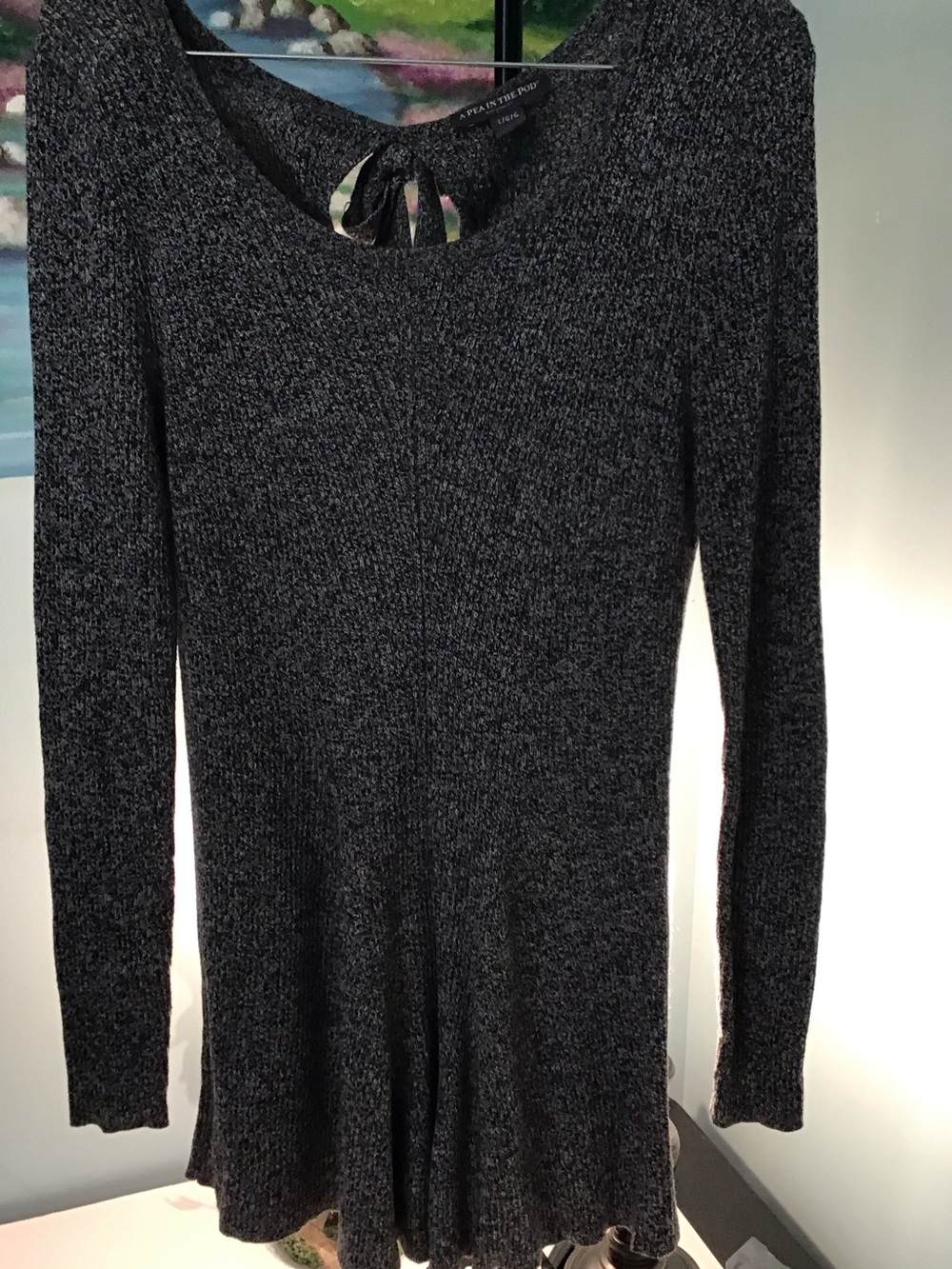 A Pea in the Pod Charcoal Scoop Neck Knit Peplum Sweater